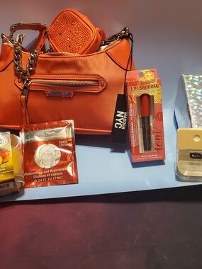 Madden NYC Orange Satchel Handbag With Beauty Accessories!!